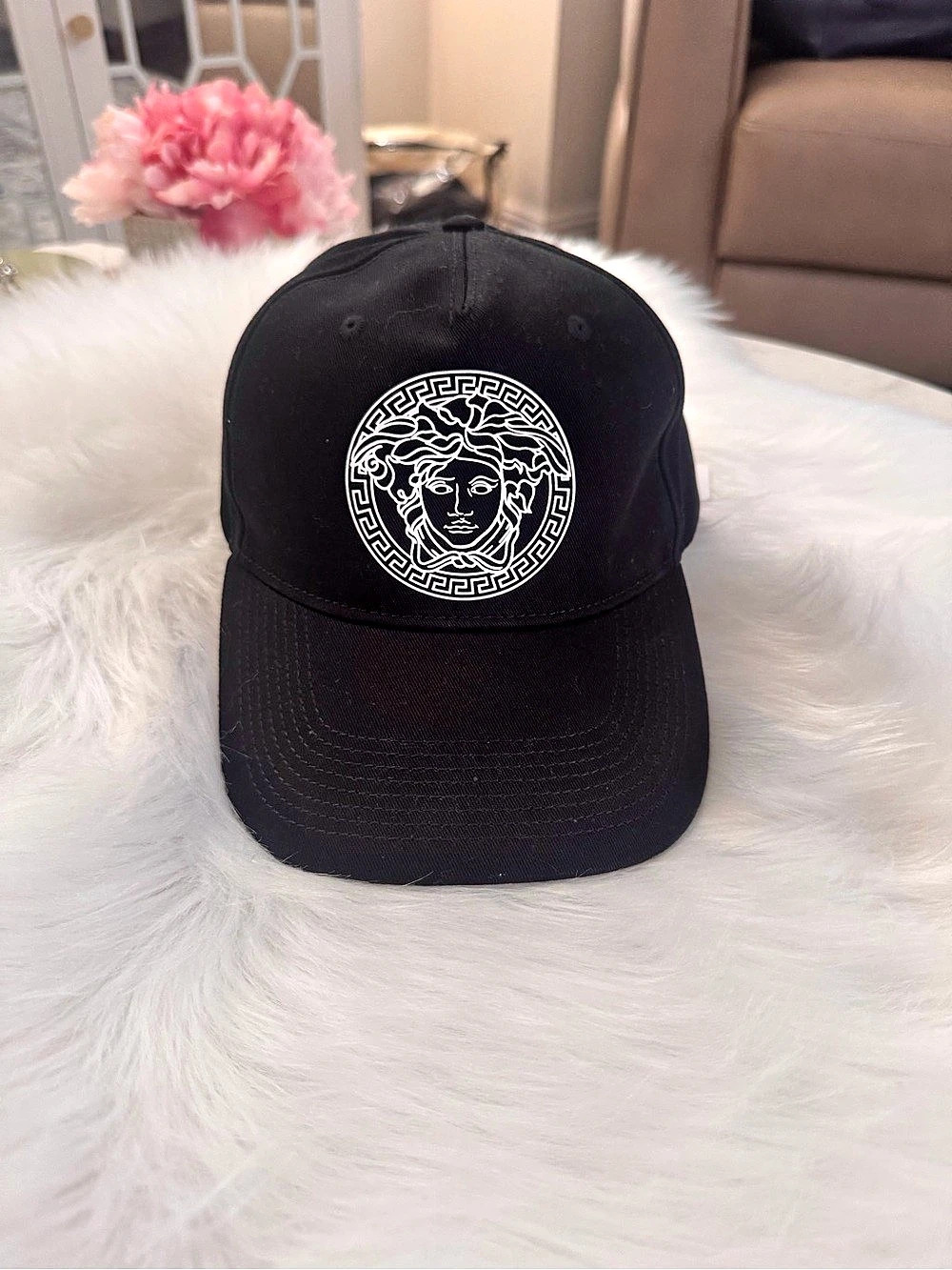 Versace Medusa Embroidered Logo Cap in Black Size 58 New